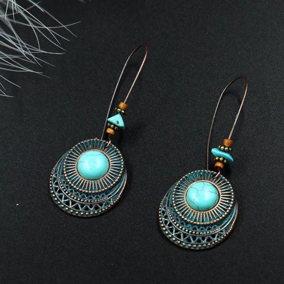 Coach Jewelry - Tribal brass and turquoise earrings